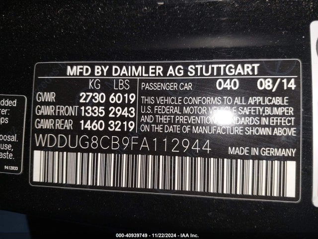 WDDUG8CB9FA112944 Mercedes-Benz S 550
