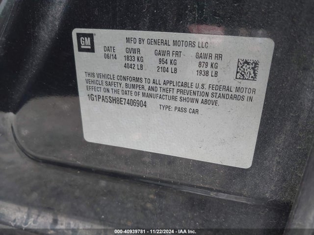 1G1PA5SH8E7406904 Chevrolet Cruze Ls Auto