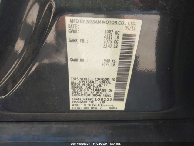 1N4BL3AP6FC106222 Nissan Altima 3.5 Sl