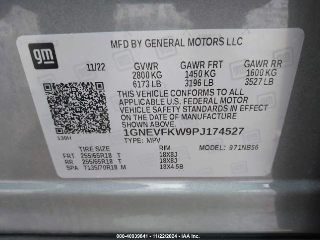 1GNEVFKW9PJ174527 Chevrolet Traverse Awd Ls