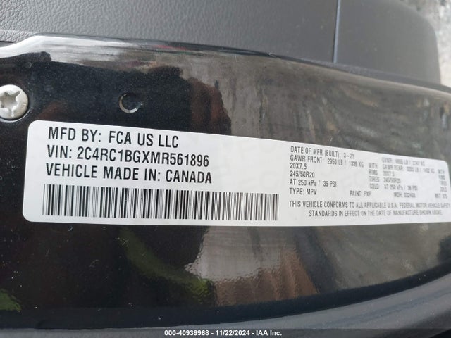 Chrysler Pacifica Touring L 2021 2C4RC1BGXMR561896 Image 9