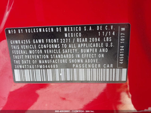 3VW4T7AU1FM044689 Volkswagen Golf Gti 2.0t S 4-door