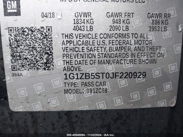 Chevrolet Malibu 1ls 2018 1G1ZB5ST0JF220929 Image 9