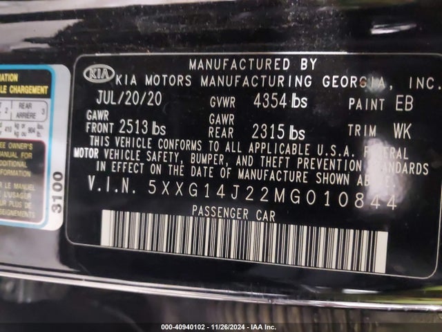 KIA K5 LXS 2021 5XXG14J22MG010844 Image 9