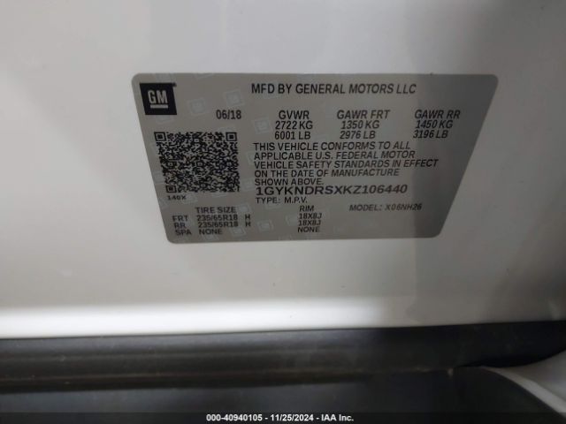 1GYKNDRSXKZ106440 Cadillac XT5 LUXURY