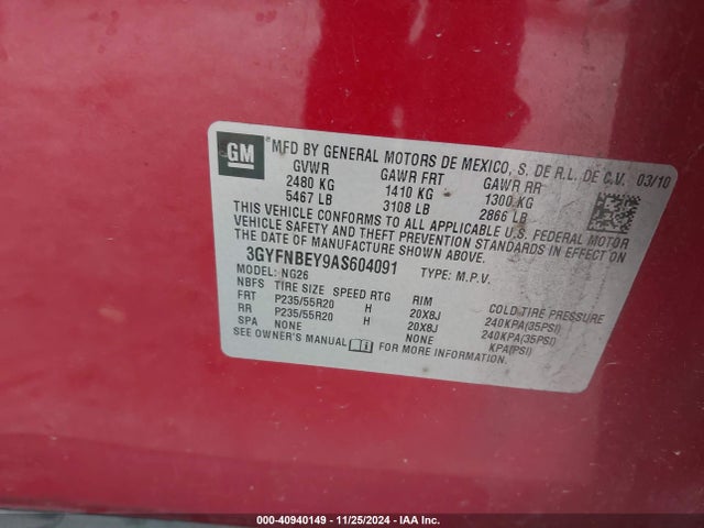2010 CADILLAC SRX 3GYFNBEY9AS604091 Photo 8