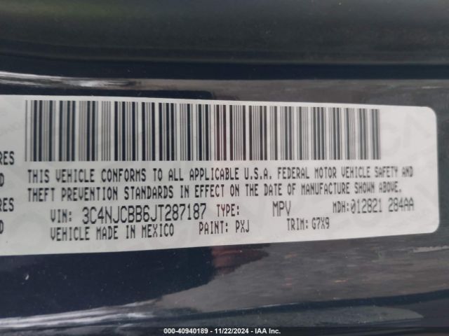 3C4NJCBB6JT287187 Jeep Compass Latitude Fwd