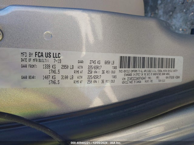Dodge Grand Caravan Sxt 2019 2C4RDGCGXKR743447 Image 9