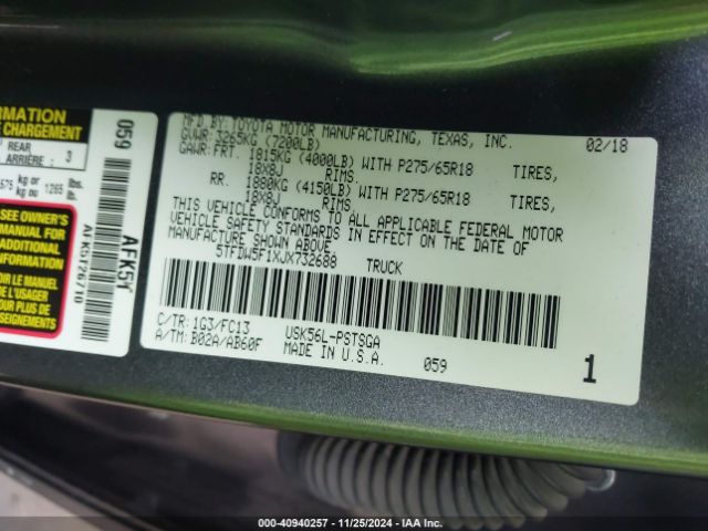 5TFDW5F1XJX732688 Toyota Tundra Sr5 5.7l V8