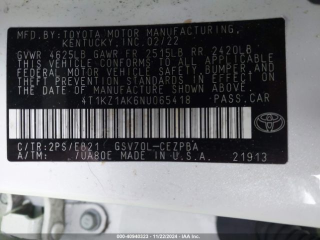 4T1KZ1AK6NU065418 Toyota CAMRY TRD