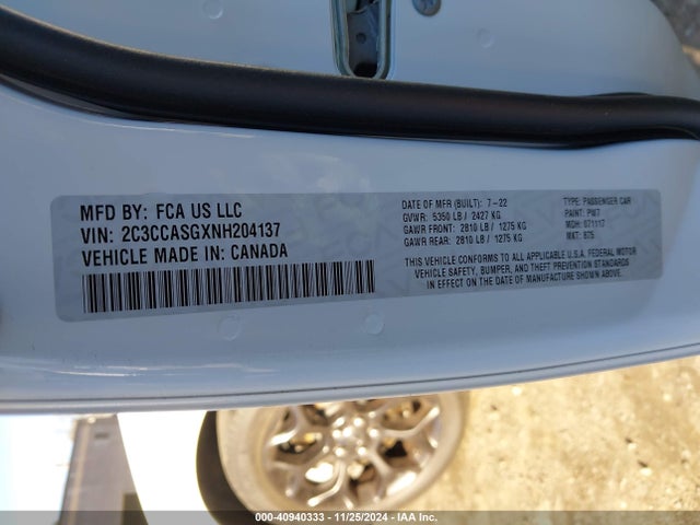 2C3CCASGXNH204137 Chrysler 300 Touring L Awd