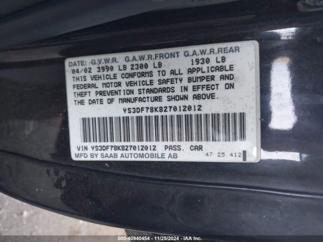 2002 SAAB 9-3 YS3DF78K827012012 Photo 8