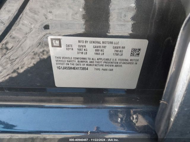 1G1JA5SH4E4173854 Chevrolet Sonic Ls Auto