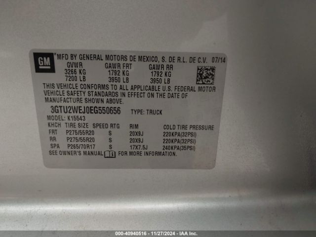 3GTU2WEJ0EG550656 GMC Sierra 1500 Denali