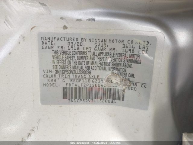 3N1CP5DV3LL520036 Nissan Kicks Sr Xtronic Cvt