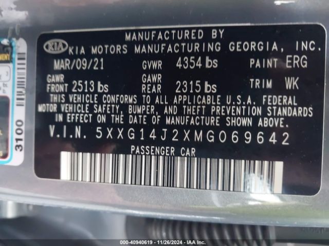 5XXG14J2XMG069642 KIA K5 LXS
