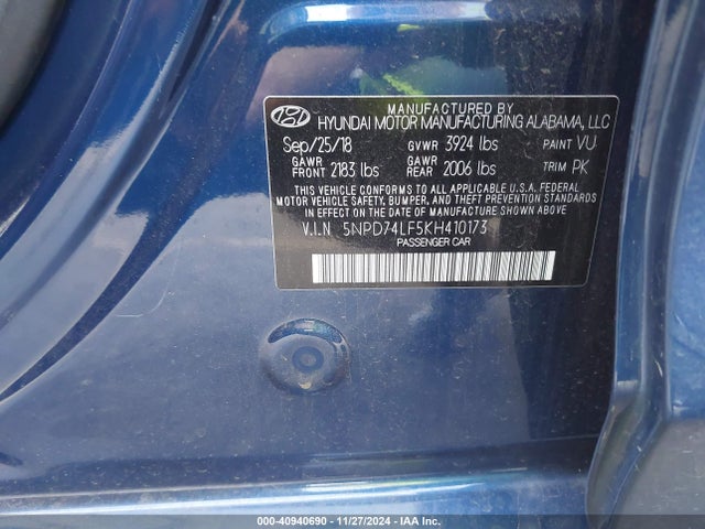 Hyundai ELANTRA SE 2019 5NPD74LF5KH410173 Image 9