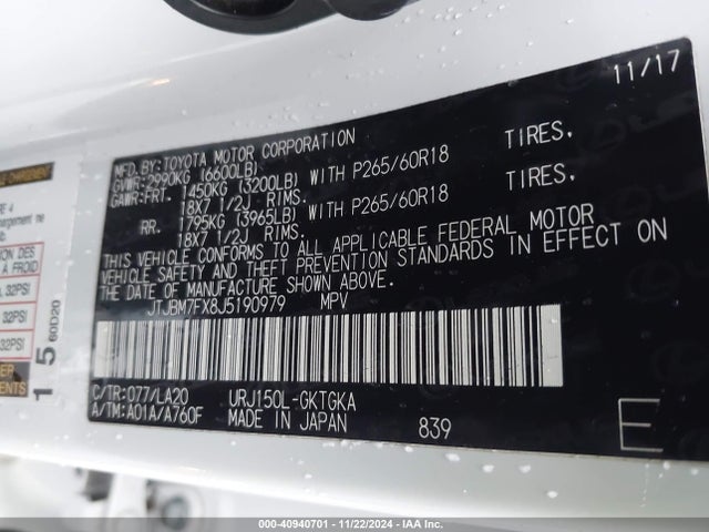 JTJBM7FX8J5190979 Lexus GX 460
