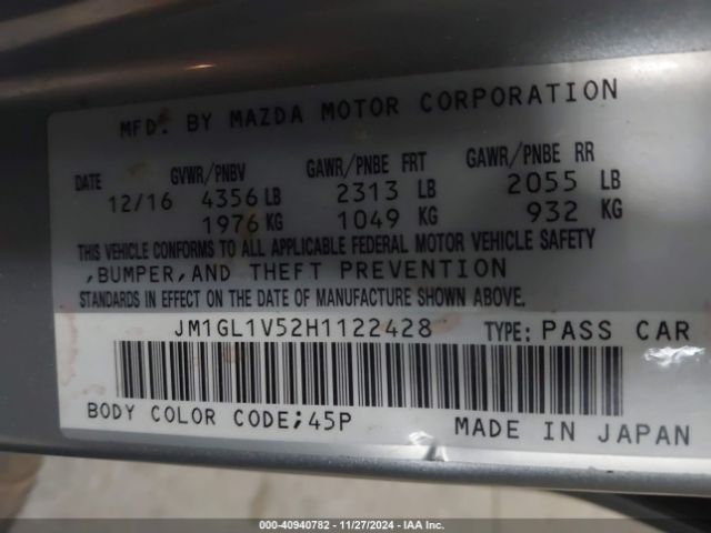 JM1GL1V52H1122428 Mazda Mazda6 Touring