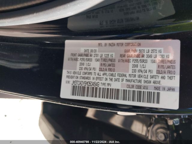 JM3TCADY5M0504549 Mazda Cx-9 Grand Touring