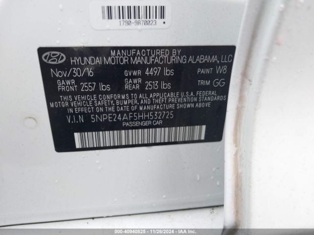 5NPE24AF5HH532725 Hyundai Sonata