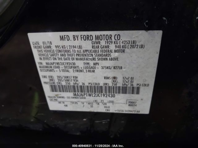 MAJ6P1WL2JC192430 Ford Ecosport Titanium