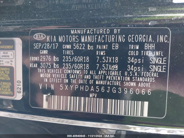 KIA Sorento 3.3l Ex 2018 5XYPHDA56JG396066 Image 9