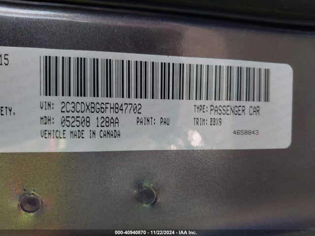 2C3CDXBG6FH847702 Dodge Charger Se
