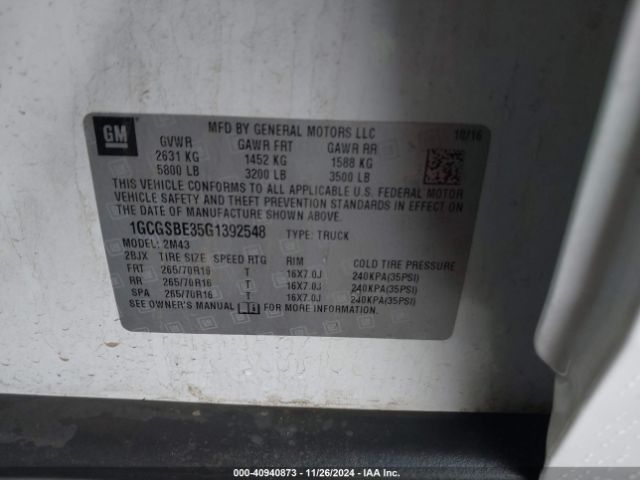 1GCGSBE35G1392548 Chevrolet Colorado Wt