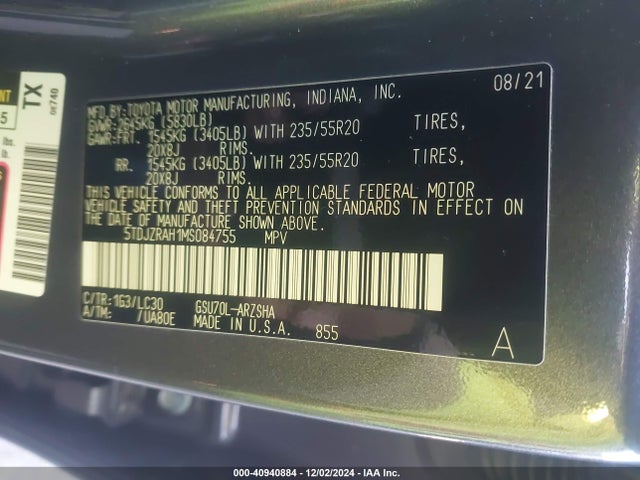 Toyota Highlander Xse 2021 5TDJZRAH1MS084755 Image 9