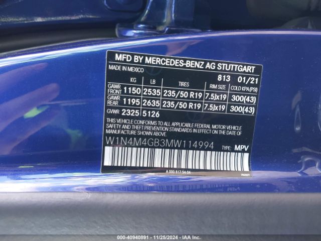 W1N4M4GB3MW114994 Mercedes-Benz GLB 250