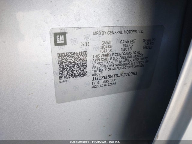 Chevrolet Malibu 1ls 2018 1G1ZB5ST0JF278961 Image 9