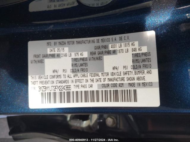 3MZBM1U72FM224366 Mazda Mazda3 I Sport