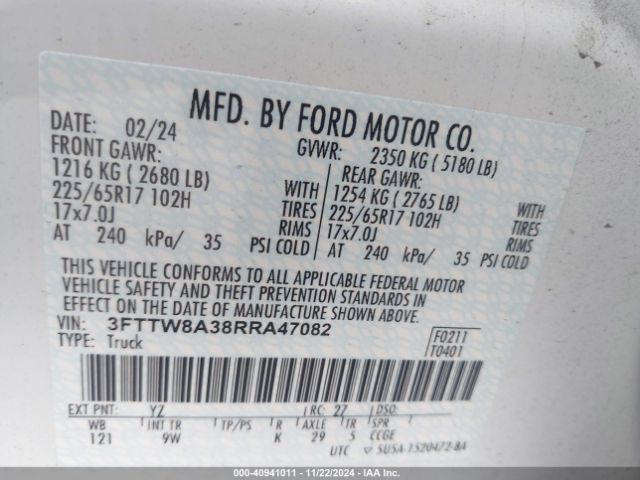3FTTW8A38RRA47082 Ford Maverick Xl