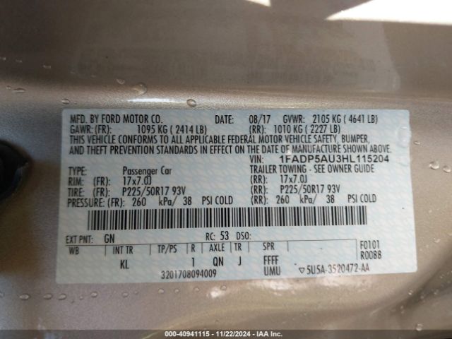 1FADP5AU3HL115204 Ford C-max Hybrid Se
