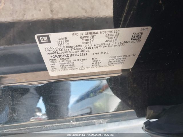 1GNSCJKC1FR672321 Chevrolet Suburban 1500 Lt