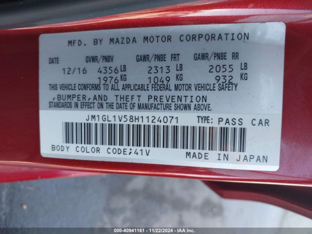 JM1GL1V58H1124071 Mazda Mazda6 Touring