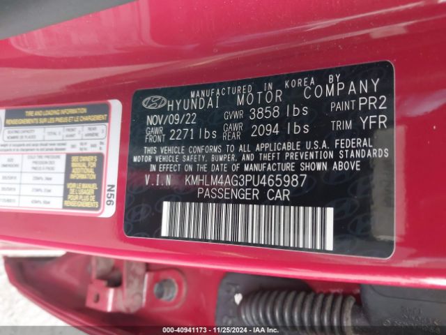 KMHLM4AG3PU465987 Hyundai ELANTRA SEL