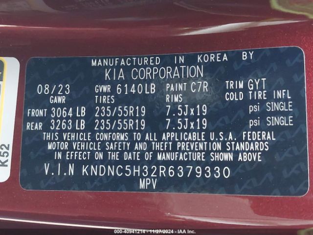 KNDNC5H32R6379330 KIA Carnival Mpv Ex