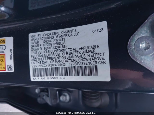 Honda ACCORD LX 2023 1HGCY1F24PA004403 Image 9