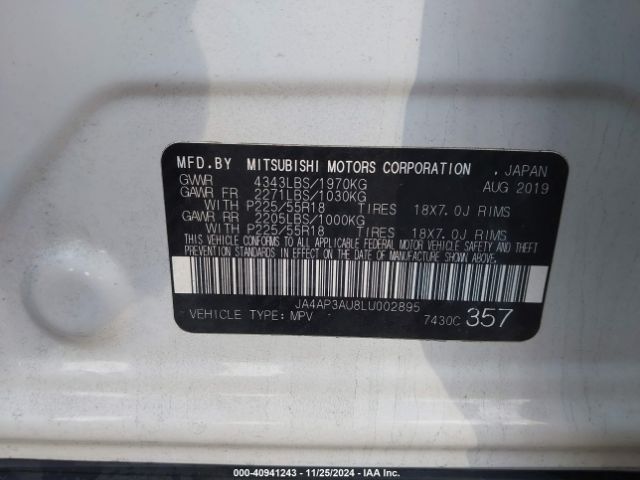 JA4AP3AU8LU002895 Mitsubishi Outlander Sport 2.0 Es