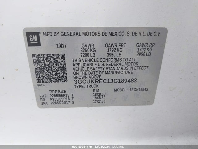 Chevrolet Silverado 1500 2lt 2018 3GCUKREC1JG189483 Image 9
