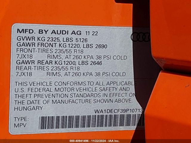 WA1DECF39P1071329 Audi Q3 Premium 45 Tfsi S Line Quattro Tiptronic