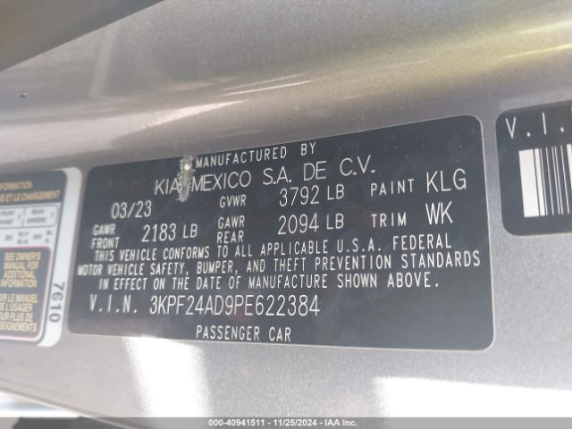 3KPF24AD9PE622384 KIA Forte Lxs