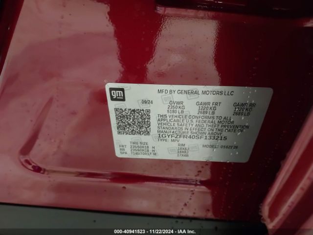 1GYFZFR40SF133215 Cadillac Xt4 Awd Sport