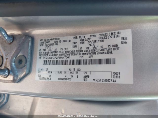1FMCU0G72FUA47001 Ford ESCAPE SE