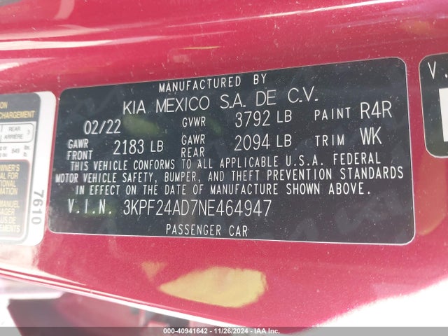 KIA Forte Lxs 2022 3KPF24AD7NE464947 Image 9