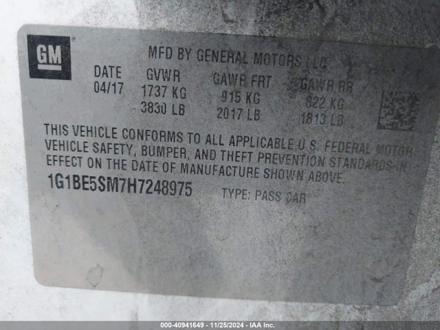 Chevrolet Cruze Lt Auto 2017 1G1BE5SM7H7248975 Image 9