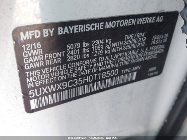 5UXWX9C35H0T18500 BMW X3 Xdrive28i