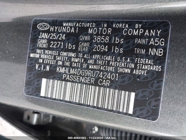 Hyundai ELANTRA SEL 2024 KMHLM4DG9RU742401 Image 9